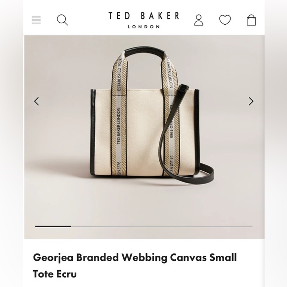 NWT Ted Baker London “Georjea” canvas small tote/crossbody bag in Ecru - Picture 2 of 13